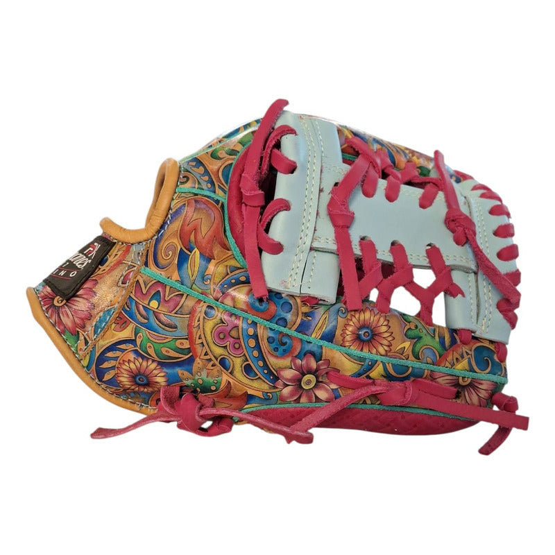 Guante Manopla Beisbol 11.5 Floral H Palomares Genuino Fpx Rosa Chicle Juvenil/adulto