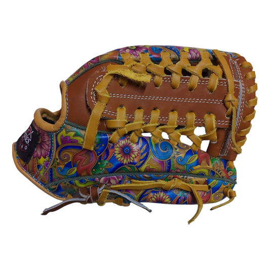 Guante Manopla Beisbol/soft Floral Tejido 12 Palomares Fpx Café Juvenil/adulto