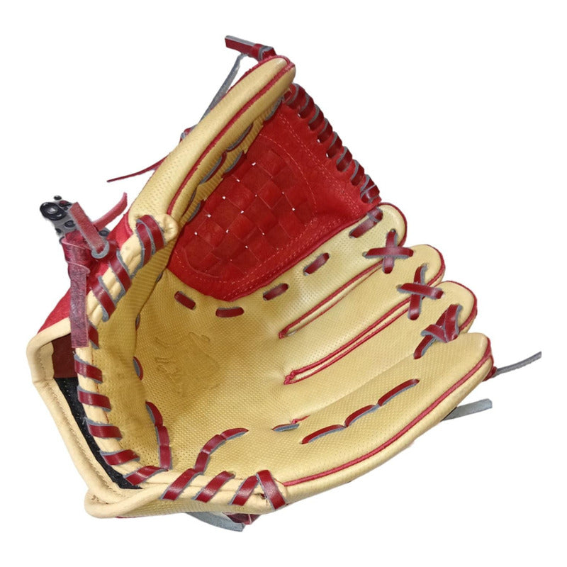 Guante Beisbol Mod. 2190 12.5puLG Palomares Genuino Fpx Rojo / Beige Juvenil / Adulto