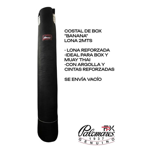 Costal Boxeo Muay Thai 2mts Lona Vacío Palomares Genuino Fpx Negro