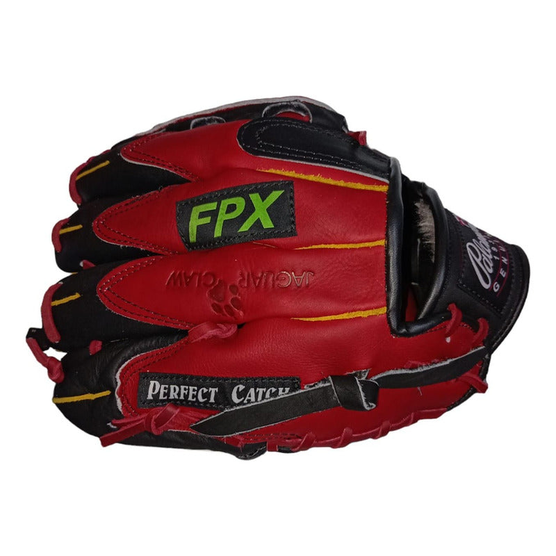 Guante Manopla Beisbol G125 Ed. Roja Palomares Genuino Fpx Rojo Amarillo Juvenil