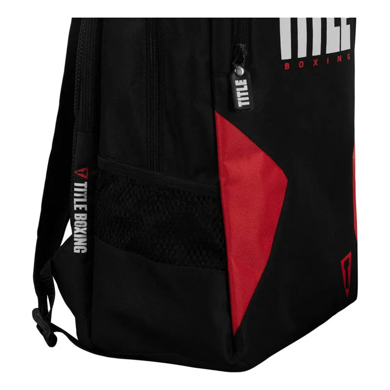 Mochila Title Para Equipo De Boxeo Palomares Genuino Fpx Negro Con Rojo Bicolor / Bloques De Color