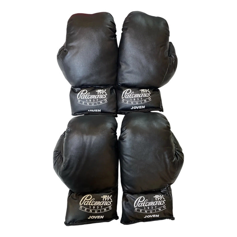 Juego De 4 Guantes De Box Vinil Joven Palomares Genuino Fpx Juvenil Negro