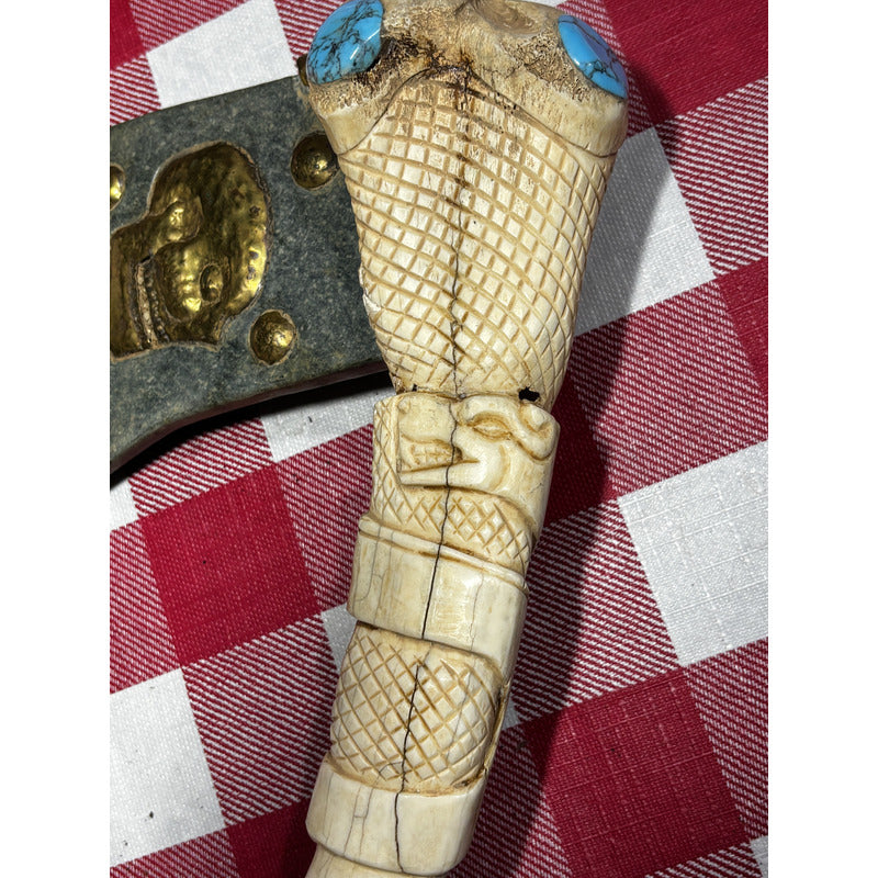 Hacha Cuchillo Antiguo Ritual Cultura Maya Oro Tumbaga Fpx Hueso