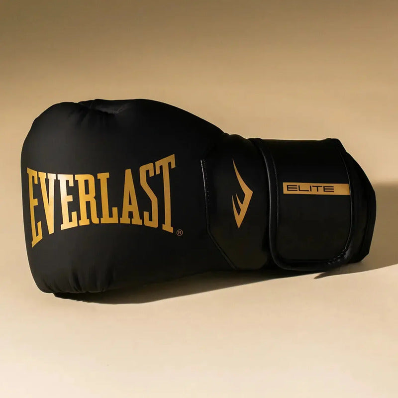 Guante Box Everlast Elite Pro Style 16 Oz Color Negro/dorado Talla 16oz