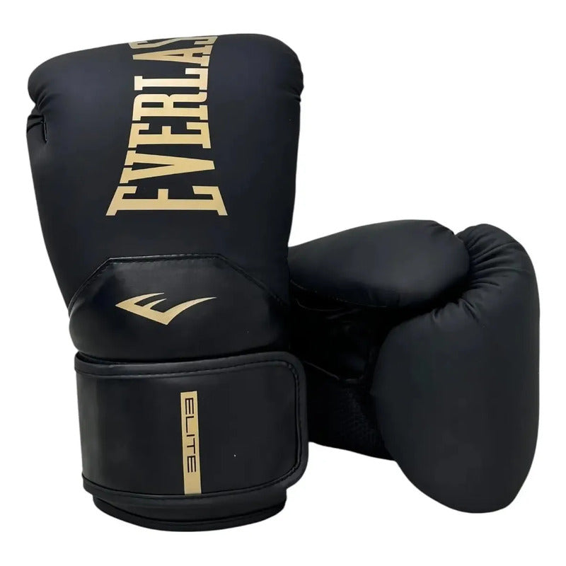 Guantes Boxeo Everlast Elite 10,12,14 16 Onzas Color Negro/dorado Talla 14oz