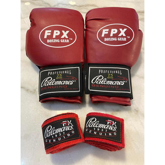 Kit Box Boxing Gear Palomares Genuino Fpx 14 Oz 14oz Rojo