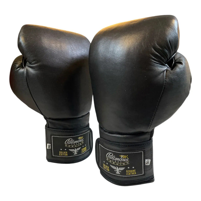 Guante Box Piel Cierre Agujeta Velcro Palomares Genuino Fpx 14 Oz Negro