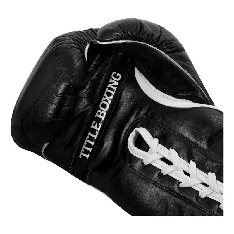 Guante Box Title Boxing Old School Agujeta Blck Fpx 16 Oz Negro