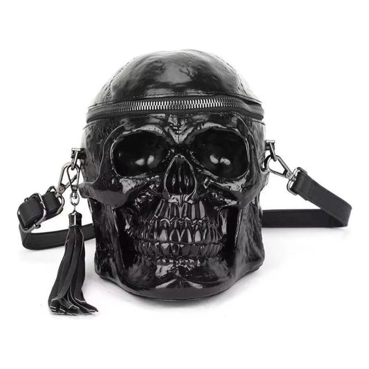 Bolsa Skull Calavera 3d Diseño Negro Brilloso Negro Lisa Metal