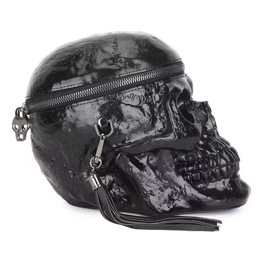 Bolsa Skull Calavera 3d Diseño Negro Brilloso Negro Lisa Metal