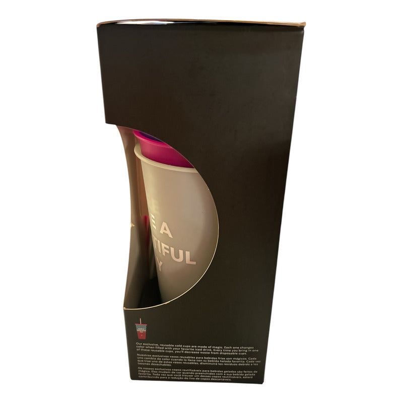 Pack Vasos Reusables Starbucks Tapa Y Popote Color Change