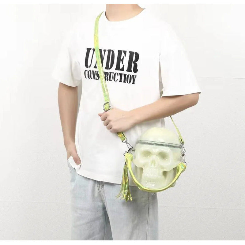 Bolsa Skull Calavera 3d Diseño Negro Brilloso Negro Lisa Metal