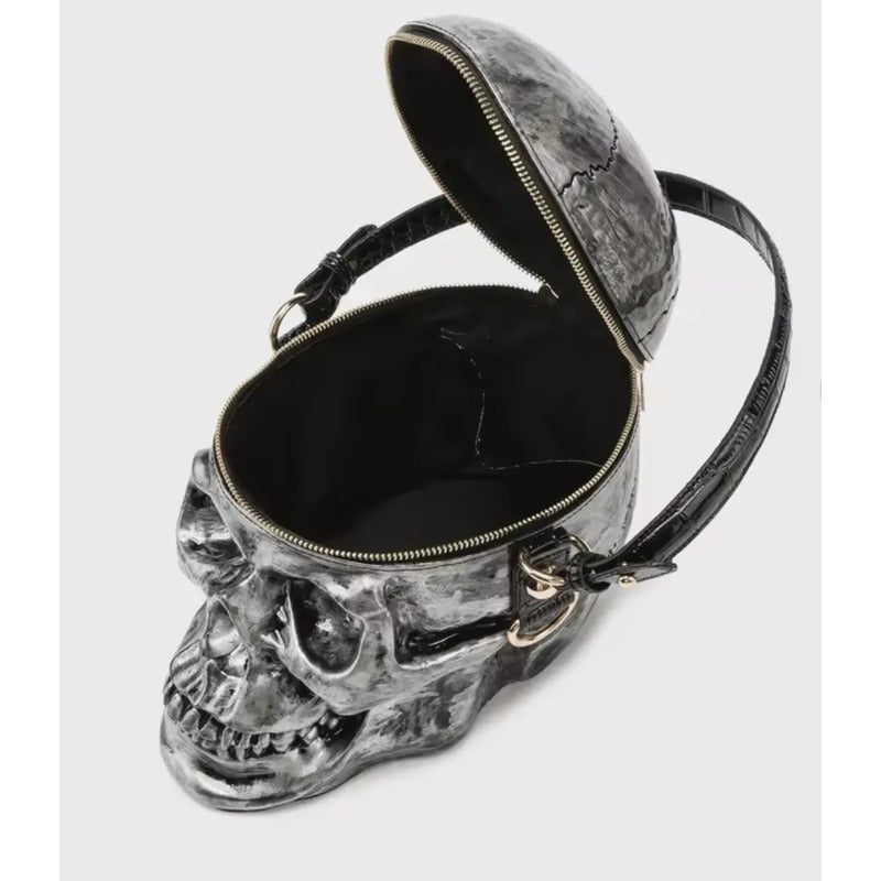 Bolsa Calavera Skull 3d Plateada Nueva Plateado Lisa Metal Plata