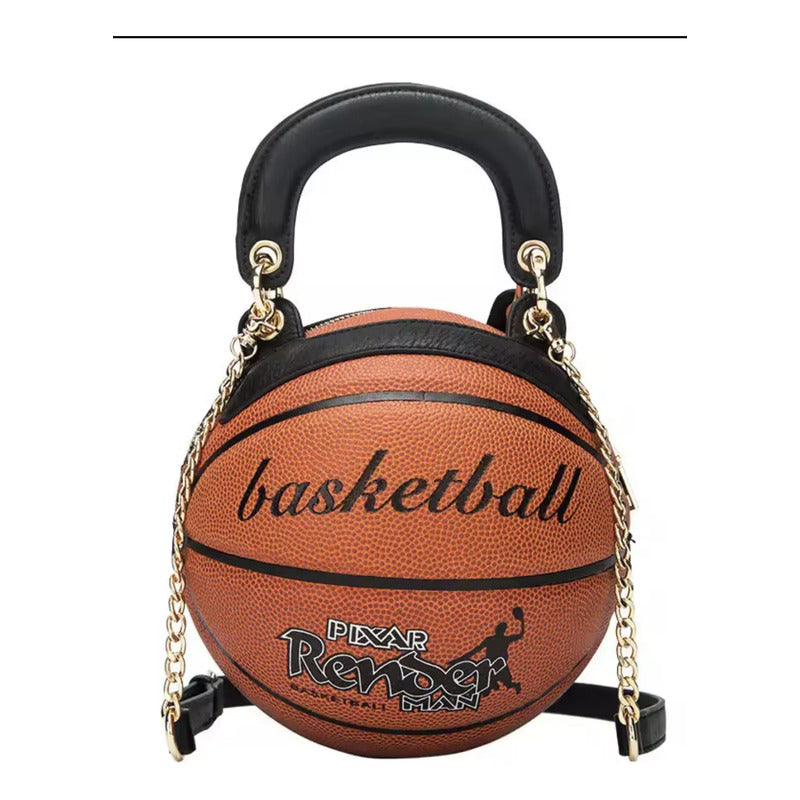 Bolso De Balón Real De Basket Naranja Oscuro Lisa Dorado Negro