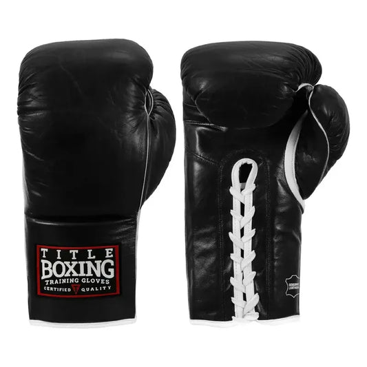 Guante Box Title Boxing Old School Agujeta Blck Fpx 16 Oz Negro