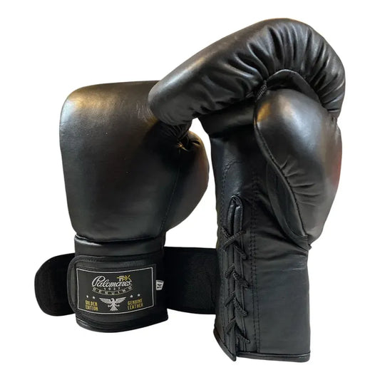 Par Guante Box Piel Doble Cierre Palomares Genuino Fpx 16 Oz Negro