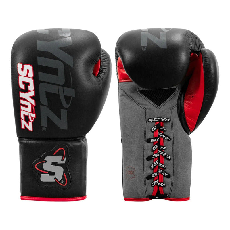 Guantes Box Title Scyntz Cuero Agujetas Palomares Fpx 14oz Negro