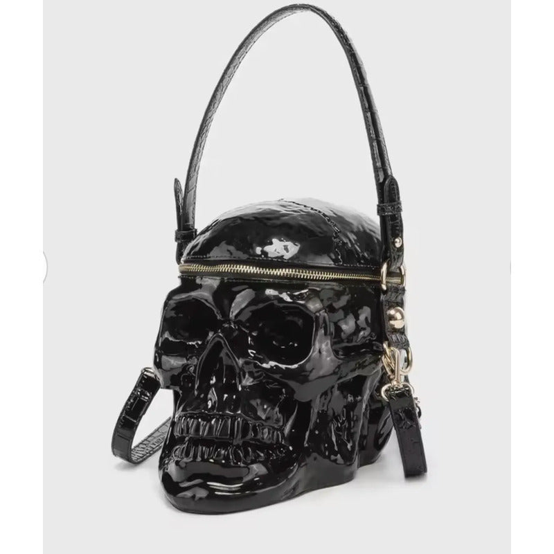 Bolsa Skull Calavera 3d Diseño Negro Brilloso Negro Lisa Metal