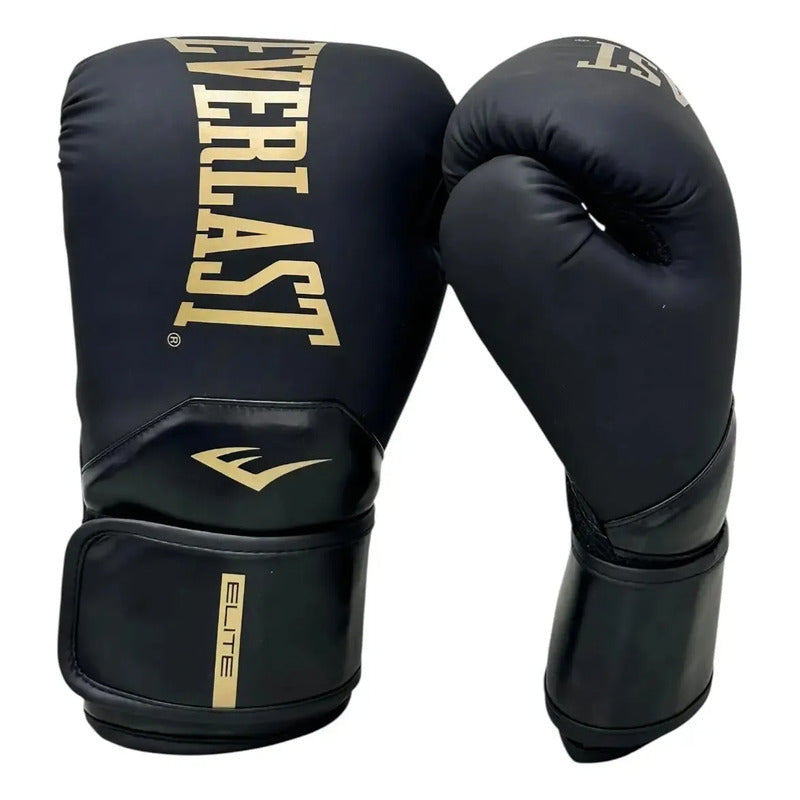 Guantes Boxeo Everlast Elite 10,12,14 16 Onzas Color Negro/dorado Talla 14oz