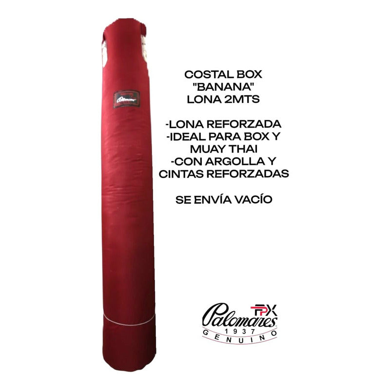 Costal Box Banana Muay Thai Lona Vacío 2mts Palomares Fpx Rojo