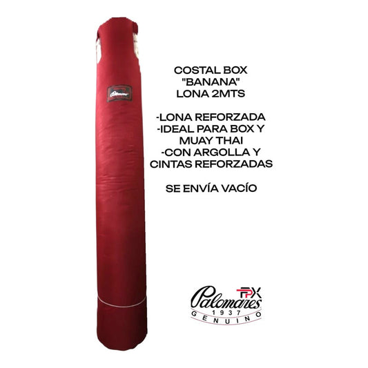 Costal Box Banana Muay Thai Lona Vacío 2mts Palomares Fpx Rojo