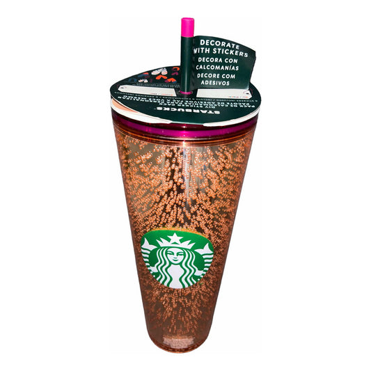 Vaso Coleccionable Bubbles Naranja Starbucks Venti Nuevo Naranja Claro