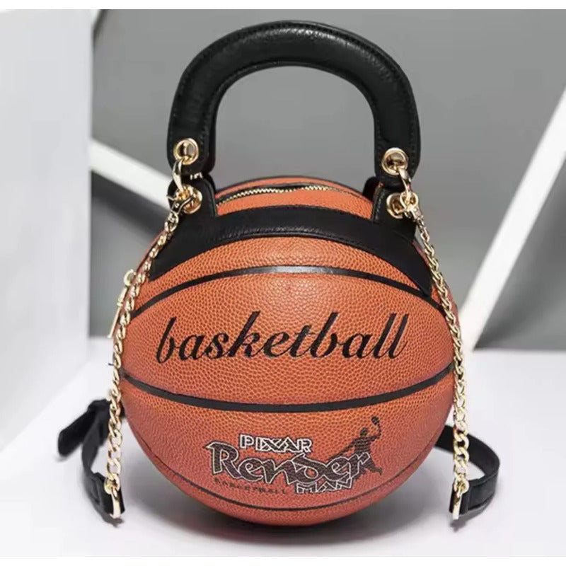 Bolso De Balón Real De Basket Naranja Oscuro Lisa Dorado Negro