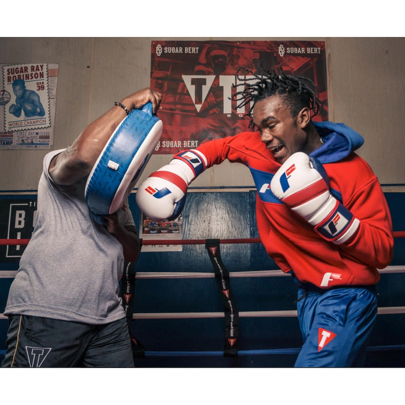 Guantes Box Doble Correa Fighting 2.0 Piel Palomares Fpx 14oz Blanco