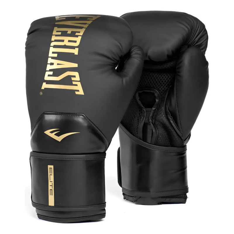 Guantes Boxeo Everlast Elite 10,12,14 16 Onzas Color Negro/dorado Talla 14oz