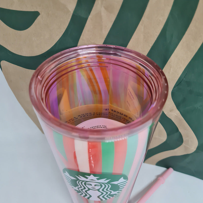 Vaso Starbucks Candy Caramelo Color Rosa Verde Rojo