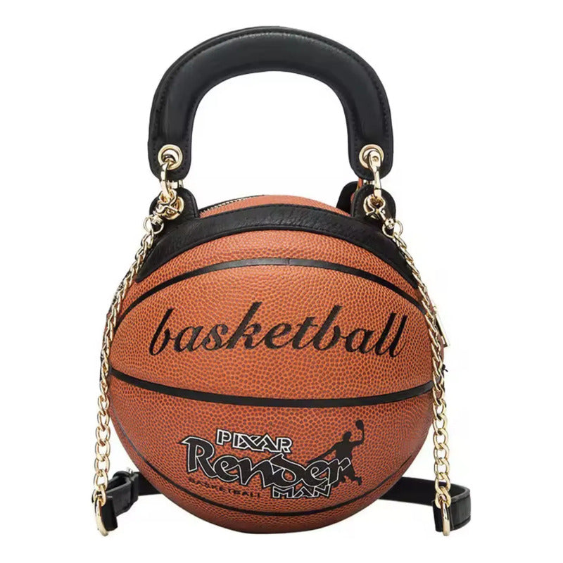 Bolso De Balón Real De Basket Naranja Oscuro Lisa Dorado Negro