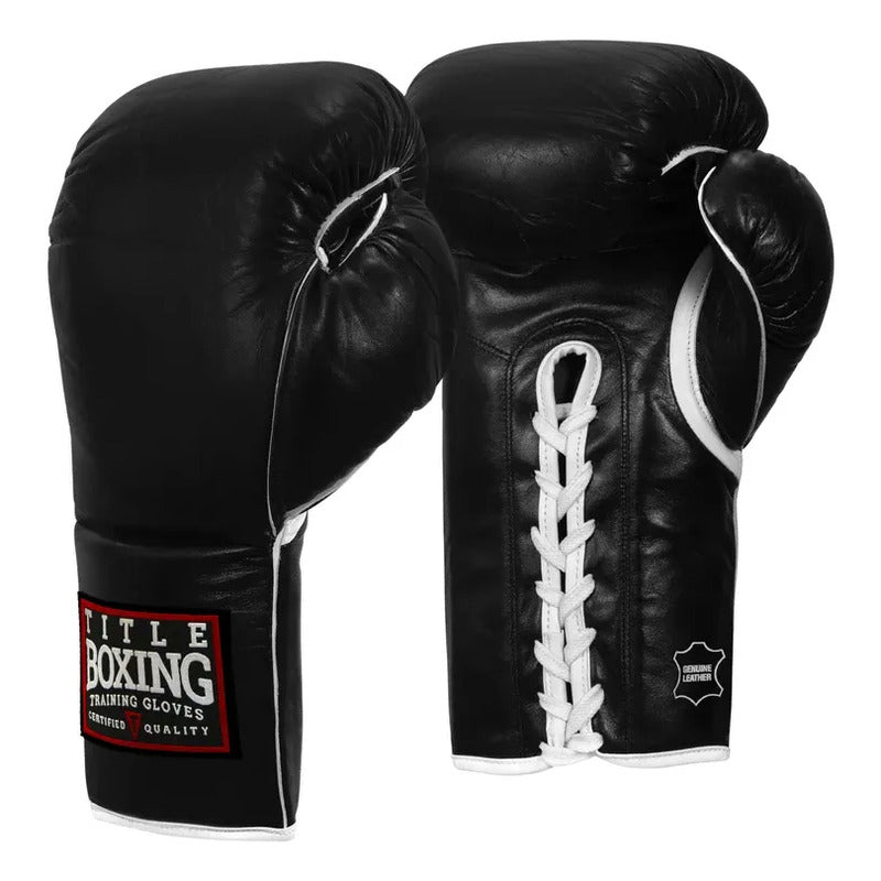 Guante Box Title Boxing Old School Agujeta Blck Fpx 16 Oz Negro