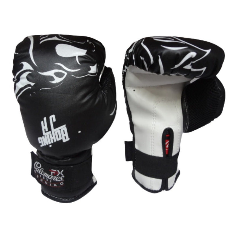 Guantes De Box Y Careta Infantil Lobo 6 Oz Palomares Fpx 6 Oz Negro