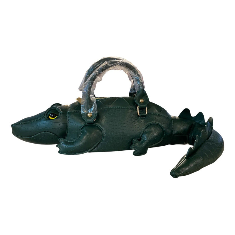 Bolso Con Forma De Cocodrilo Verde Verde Musgo Cocidrilo Metal