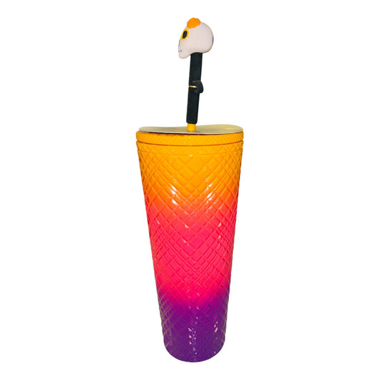 Vaso Starbucks Día De Muertos Con Straw Stopper Nuevo Naranja