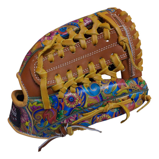 Guante Manopla Beisbol/soft Floral Tejido 12  Palomares Fpx Café Juvenil/adulto