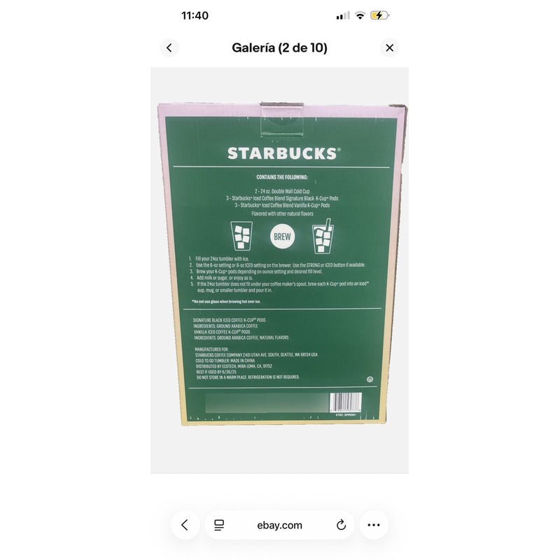 Dúo Vaso Starbucks Coleccionable Popote 700ml