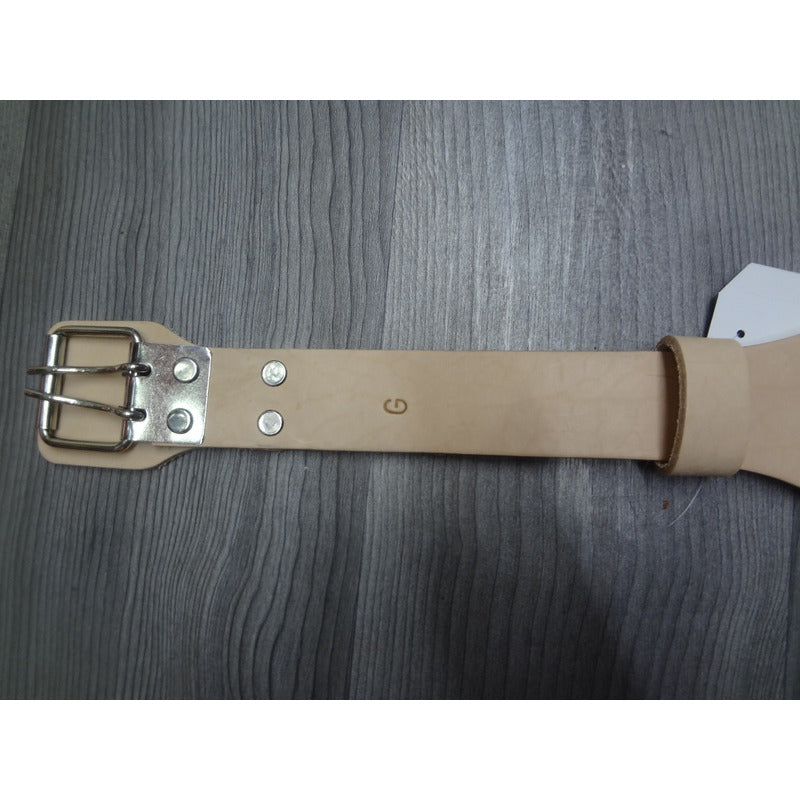 Faja Pesista Piel 100% Beige Sin Forro Palomares Genuino