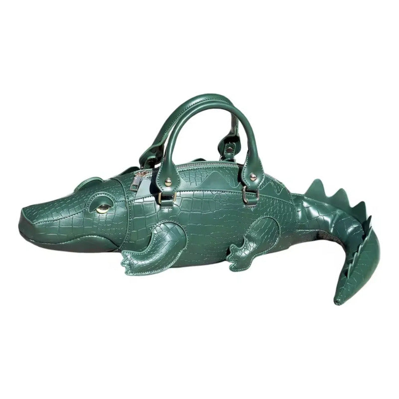 Bolso Con Forma De Cocodrilo Verde Verde Musgo Cocidrilo Metal