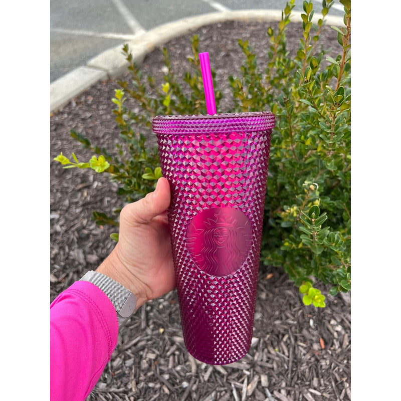 Vaso Starbucks Studded De Acrílico Berry Purpple Para Bebidas Frías (710 Ml)