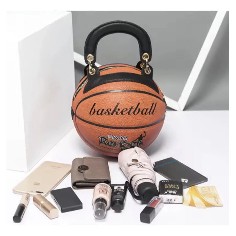 Bolso De Balón Real De Basket Naranja Oscuro Lisa Dorado Negro
