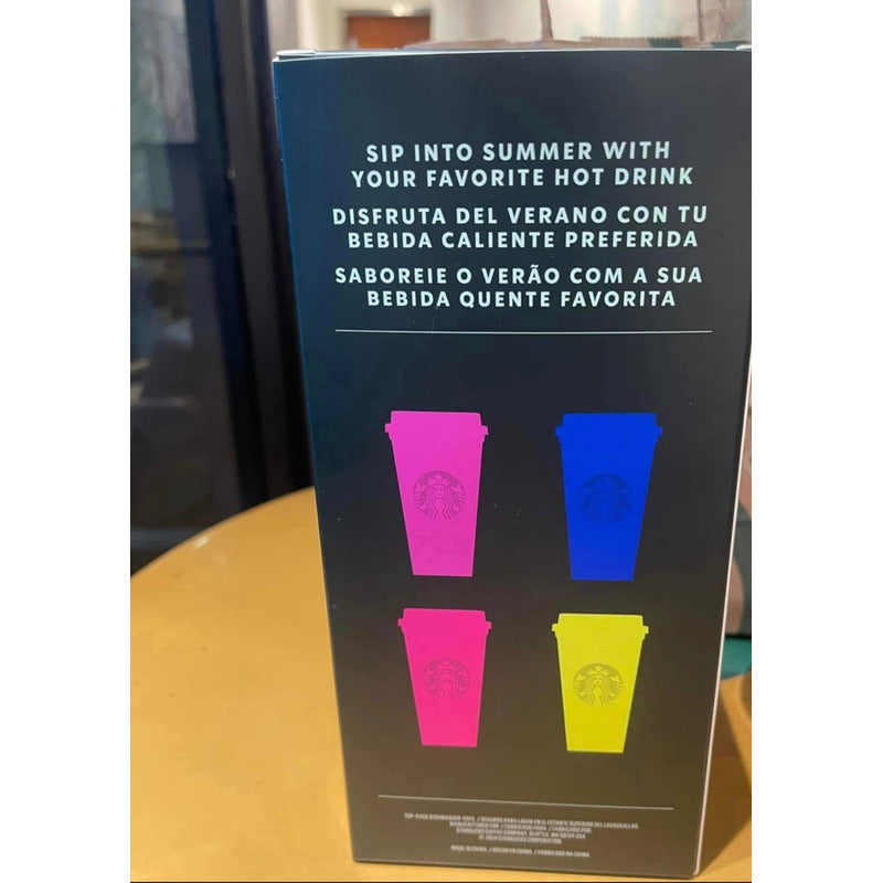 Starbucks: 4 Vasos Reusables De Colores Verano 2024