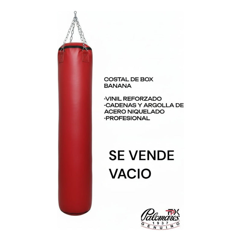 Costal Boxeo Vinil Vacio 2mts Banana C/ Cadena Palomares Fpx Rojo