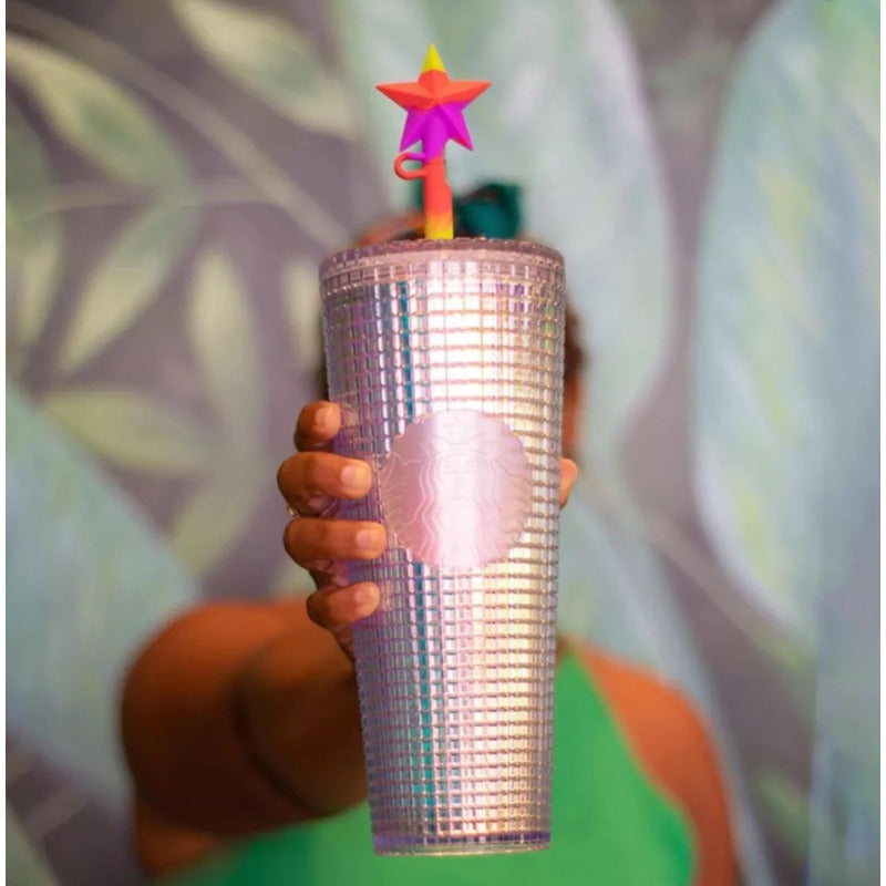 Vaso Starbucks Grid Pride Tornasol Con Estrella