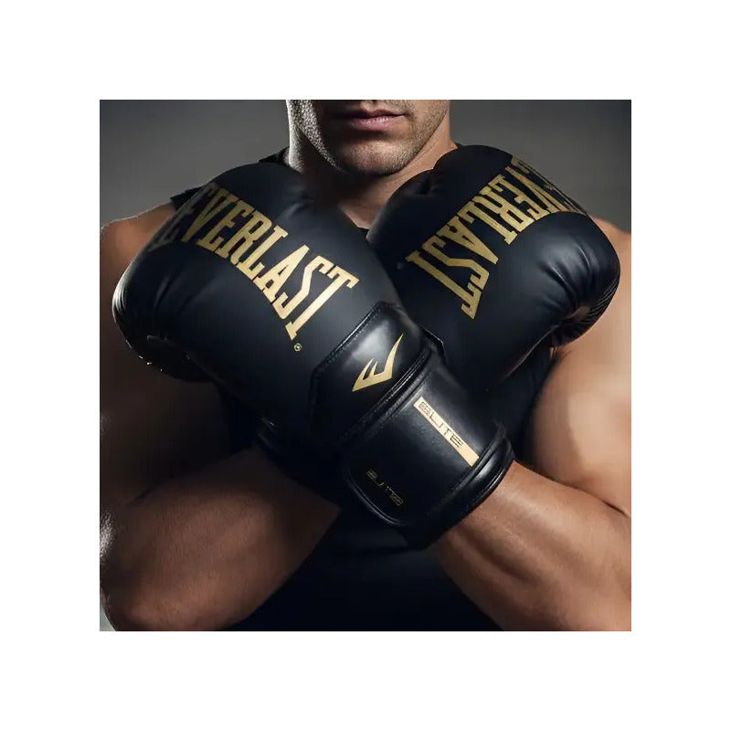 Guantes Boxeo Everlast Elite 10,12,14 16 Onzas Color Negro/dorado Talla 14oz