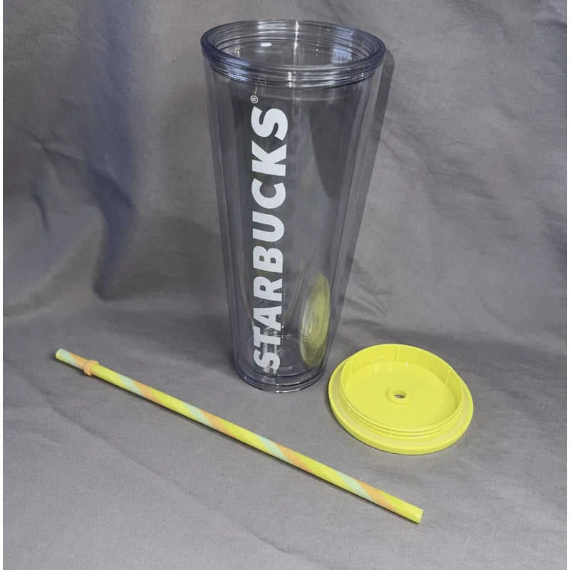 Vaso Starbucks Tumbler Yellow Cup Cold Sling Carry Amarillo