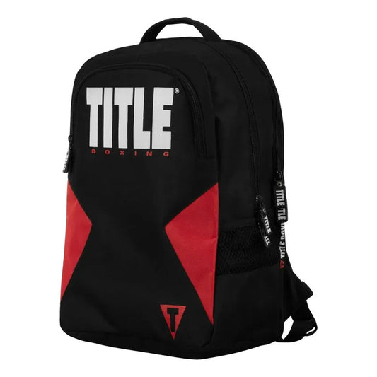 Mochila Title Para Equipo De Boxeo Palomares Genuino Fpx Negro Con Rojo Bicolor / Bloques De Color