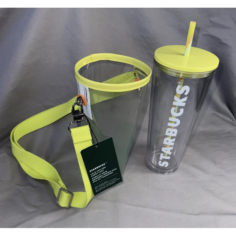Vaso Starbucks Tumbler Yellow Cup Cold Sling Carry Amarillo