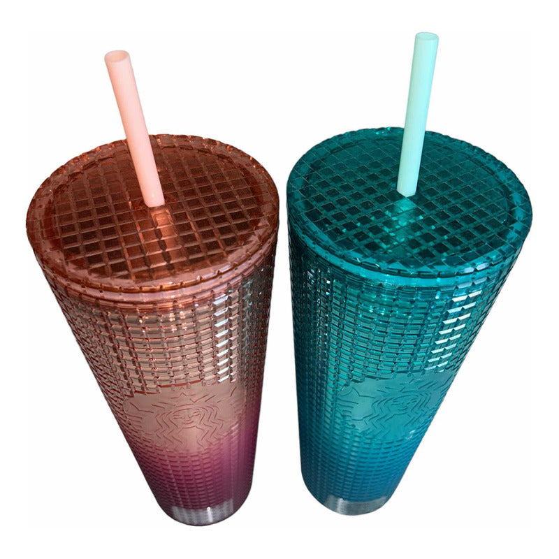 Par Vasos Starbucks Verde Y Rosa Venti Popote Nuevos Verde Y Rosa
